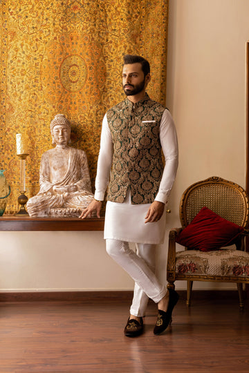 Golden embroidered waist coat