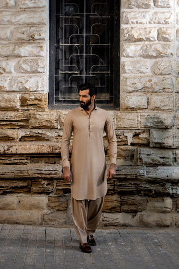 Beige wash n wear SHALWAR KAMEEZ