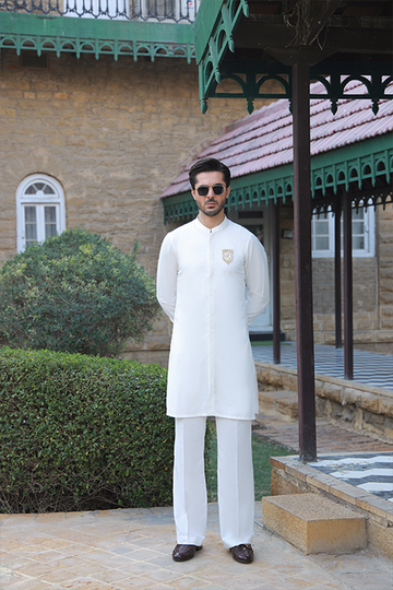 OFF WHITE SELF KURTA PAJAMA