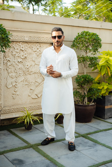 OFF WHITE WASH N WEAR SHALWAR KAMEEZ