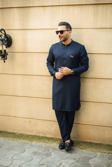 NAVY BLUE BOSKY KURTA PAJAMA