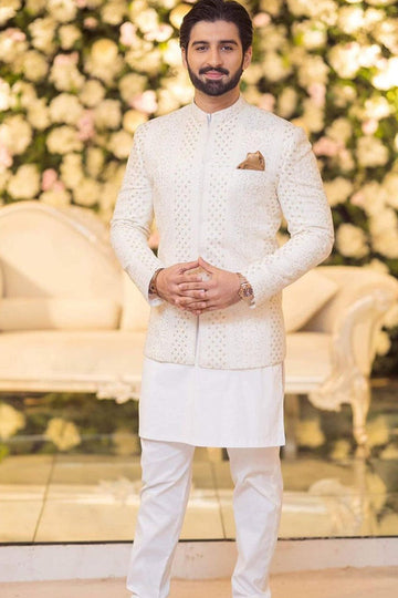 White Sequence Prince Coat