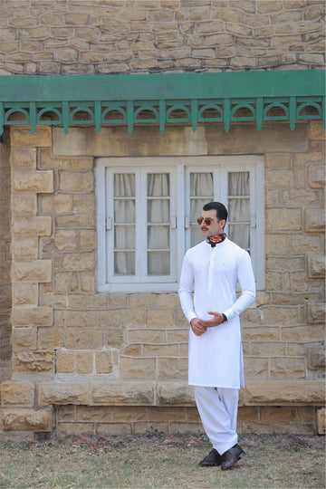 WHITE EGYPTIAN COTTON SHALWAR KAMEEZ