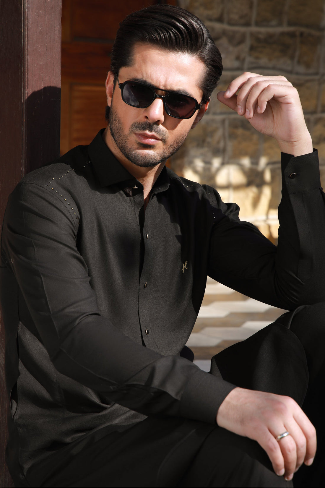 BLACK LINEN SHALWAR KAMEEZ