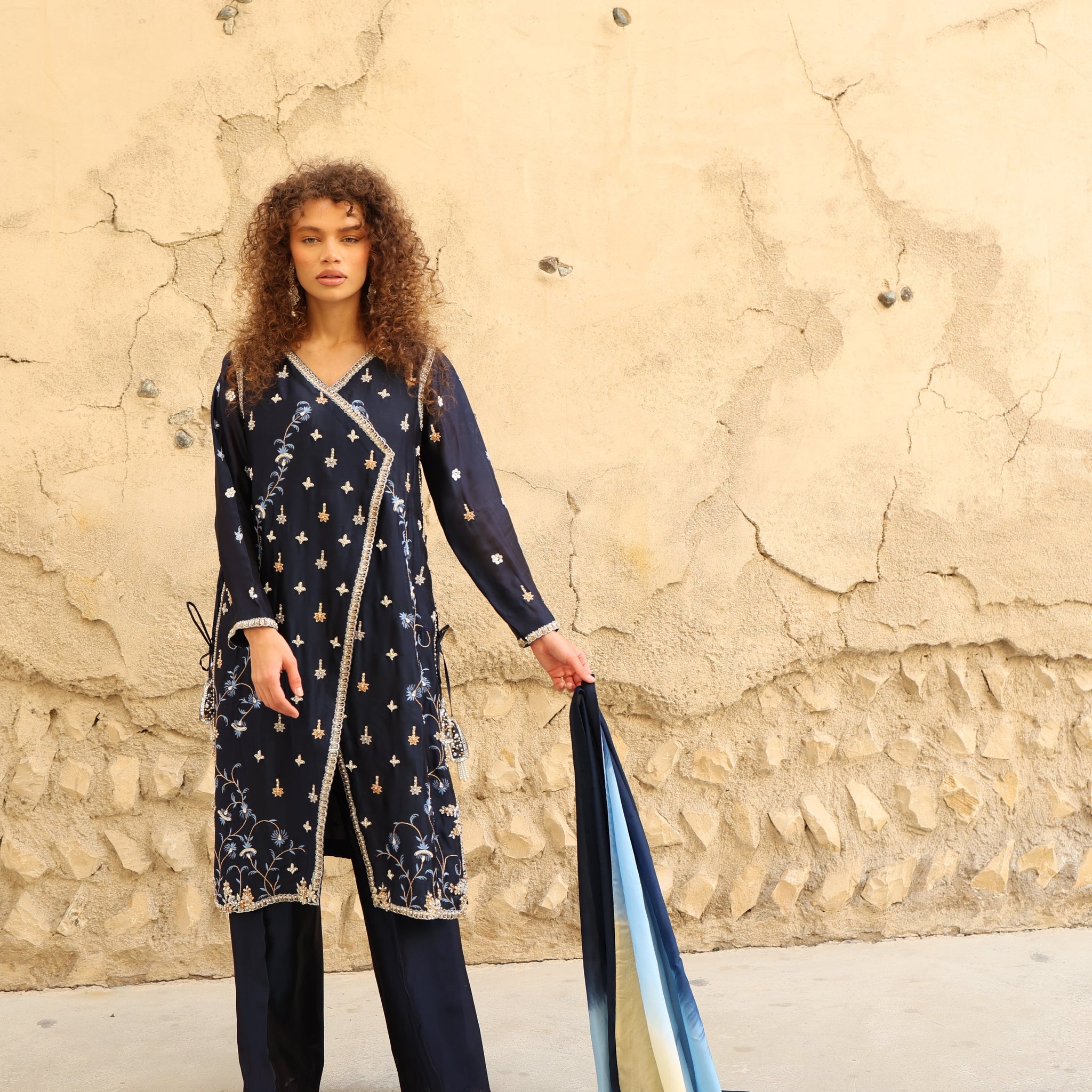 Navy Blue Multi Resham