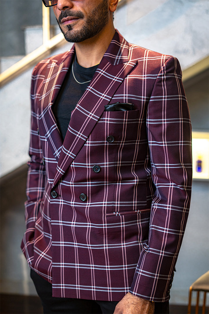 Dark Purple Checkered Blazer
