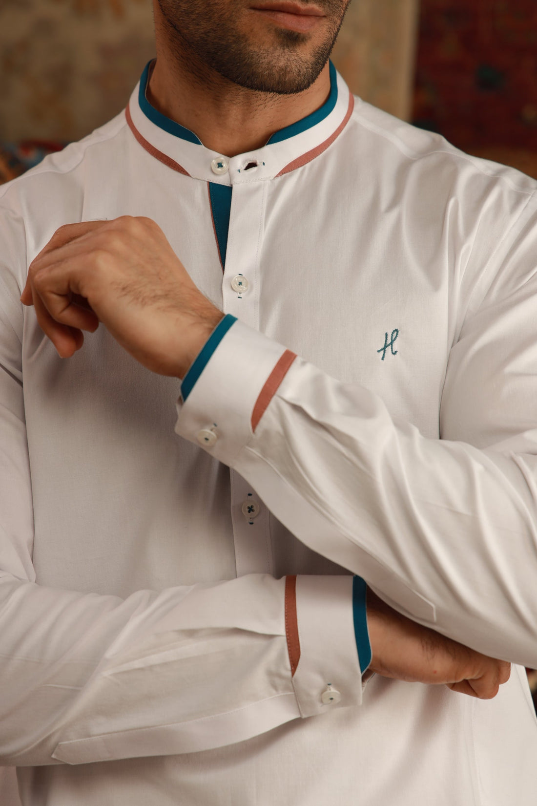 WHITE COTTON STRETCHABLE KURTA PAJAMA