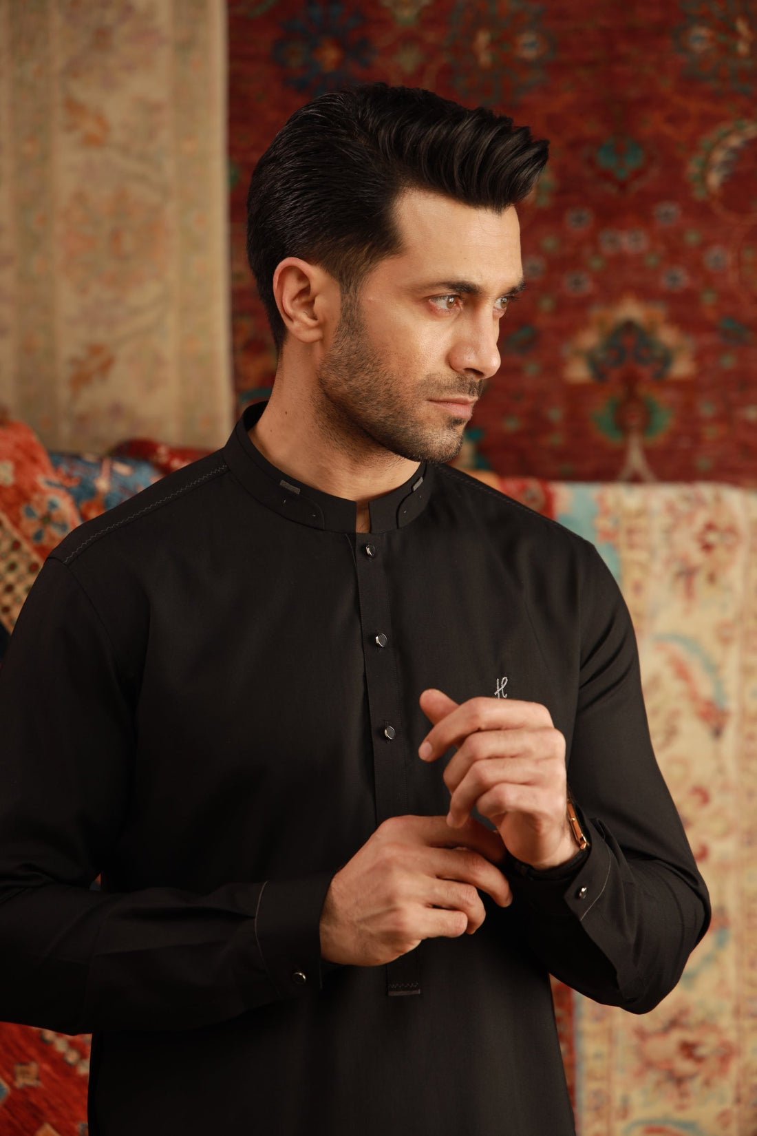 BLACK BOSKY KURTA PAJAMA