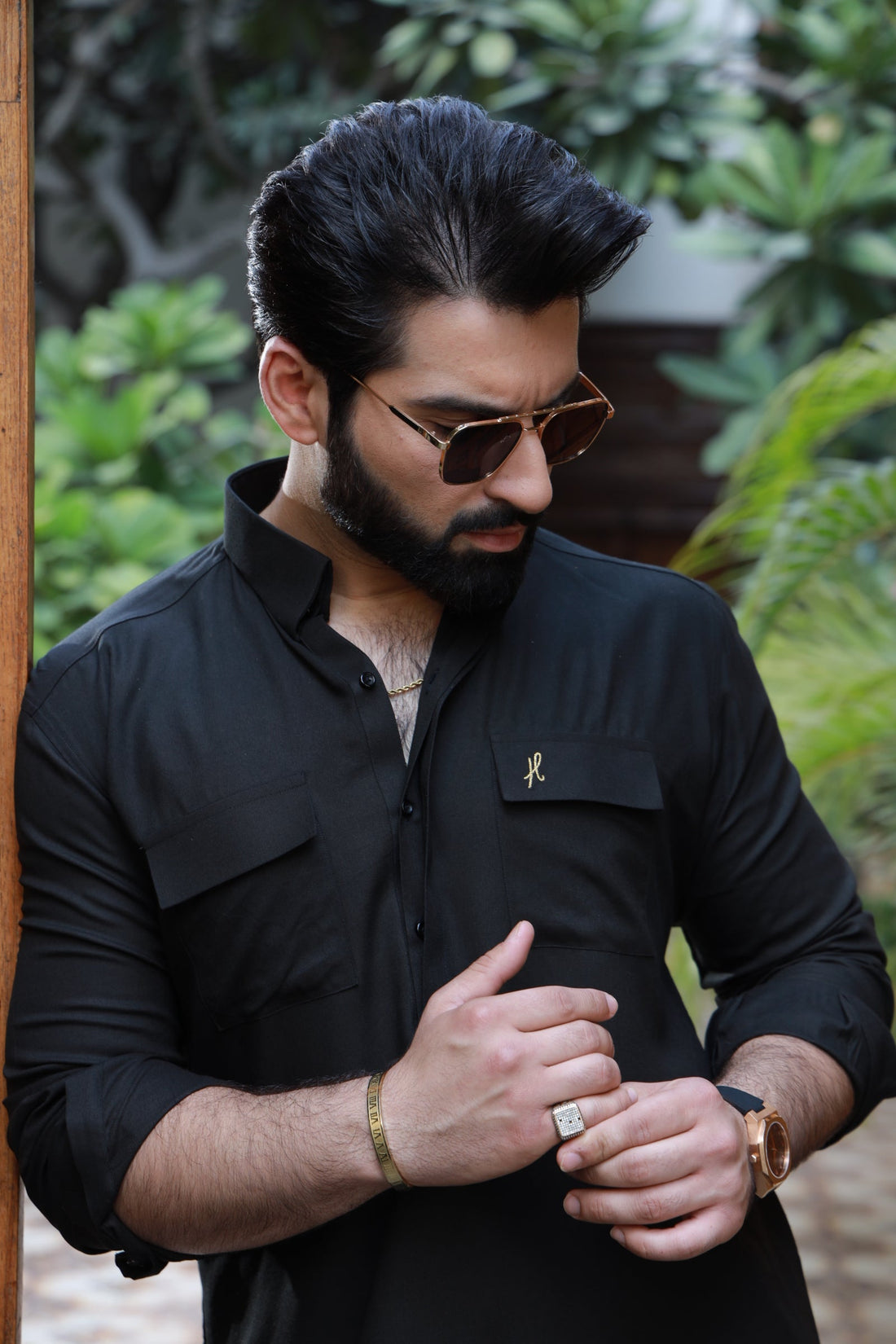 BLACK LINEN KURTA PAJAMA