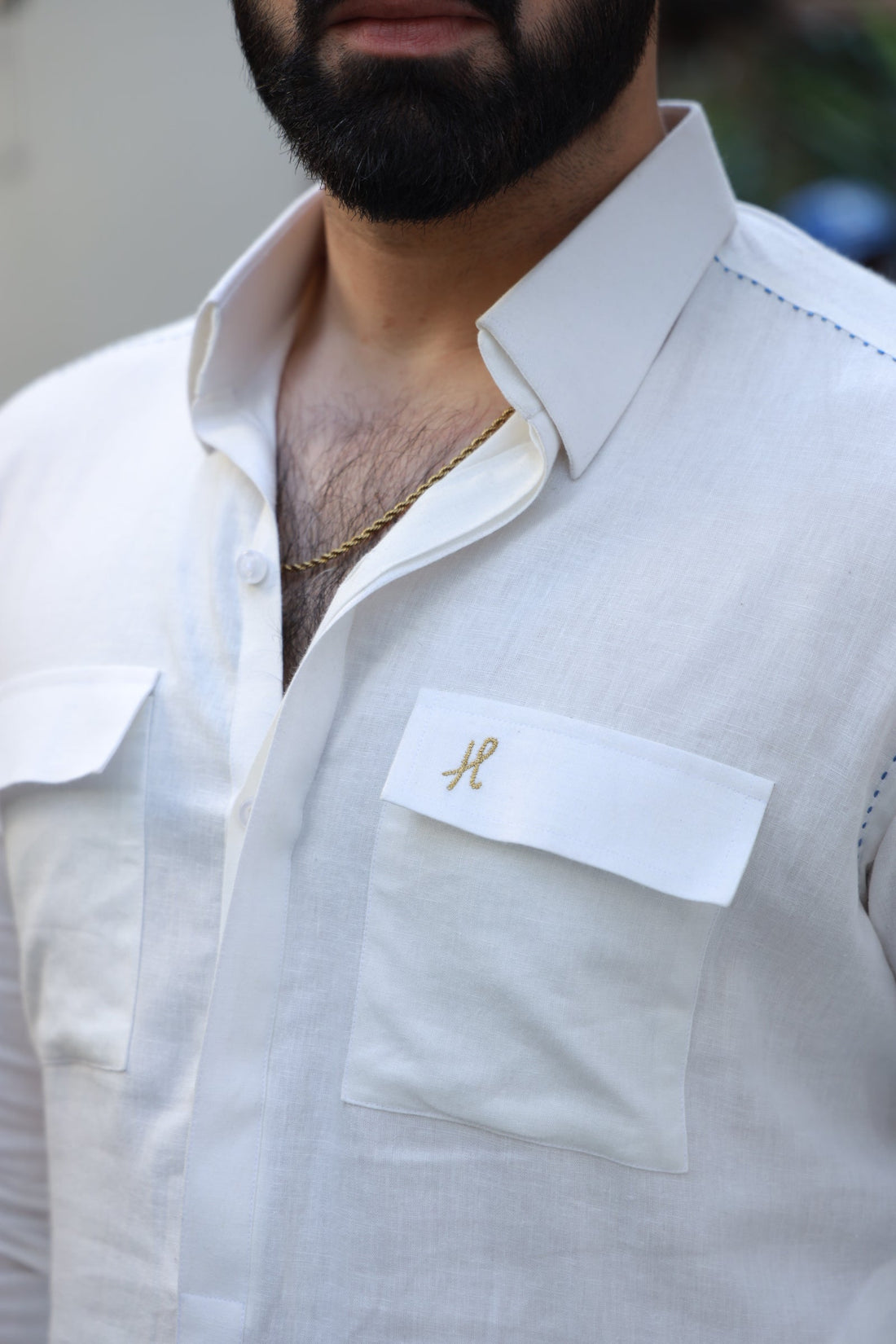 WHITE LINEN KURTA PAJAMA