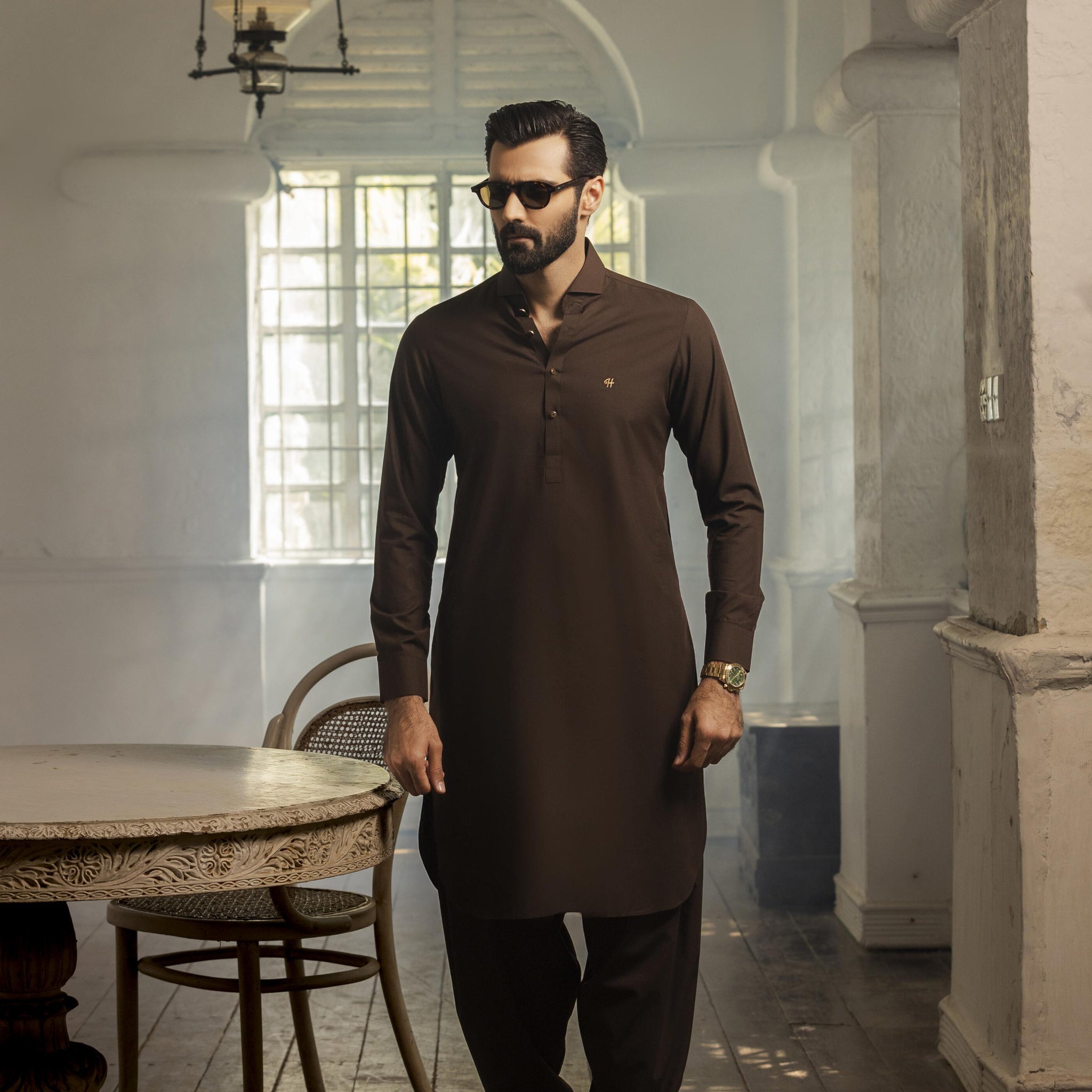 Brown wash n wear SHALWAR  KAMEEZ