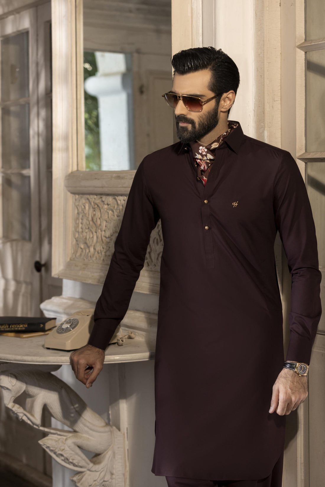 Burgundy wash n wear SHALWAR  KAMEEZ