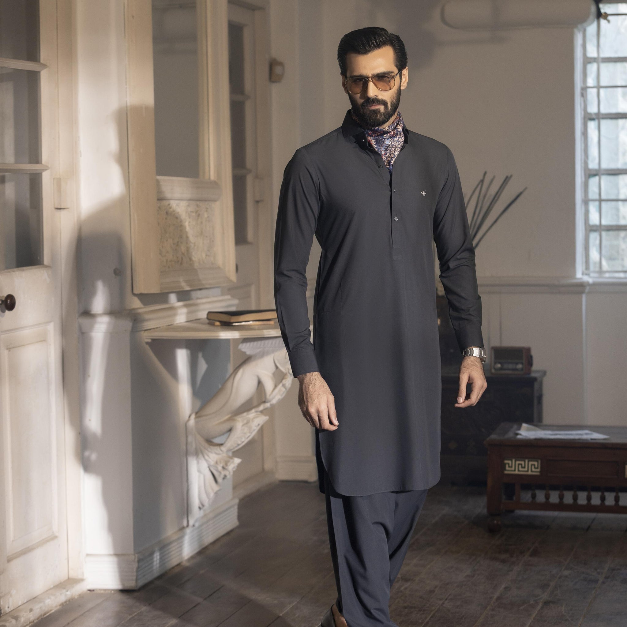 CEMENT GREY wash n wear SHALWAR KAMEEZ