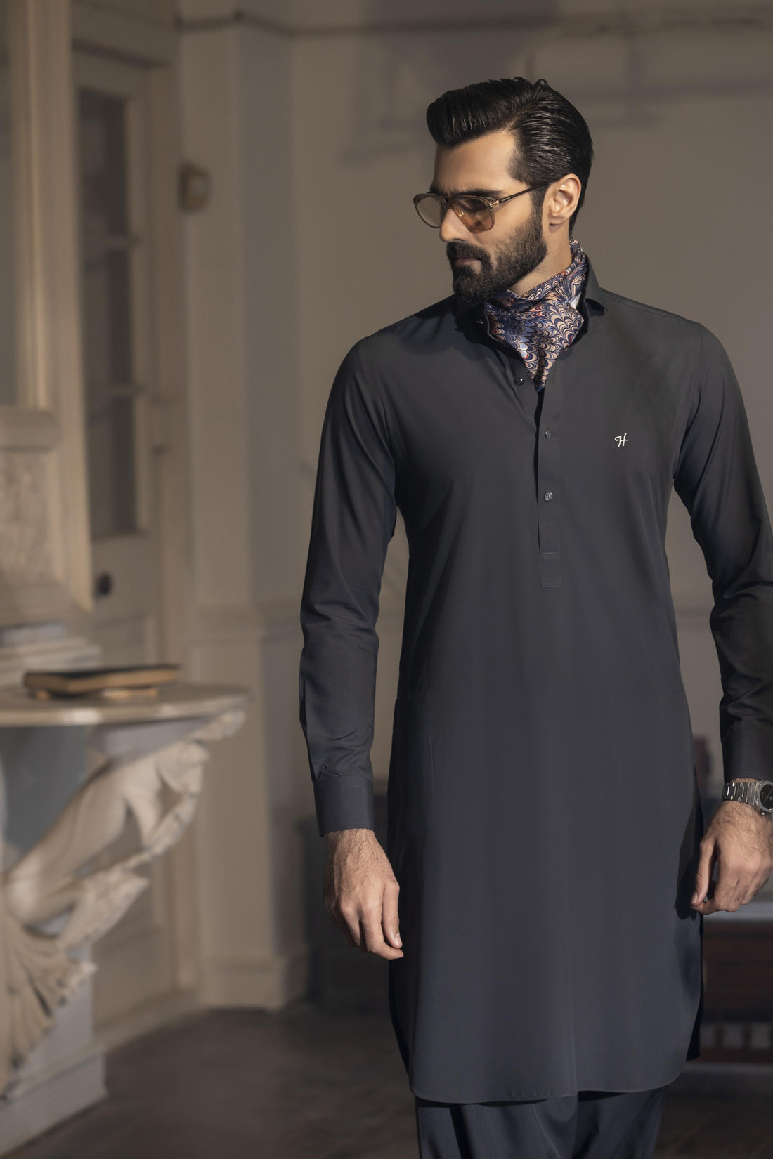 CEMENT GREY wash n wear SHALWAR KAMEEZ