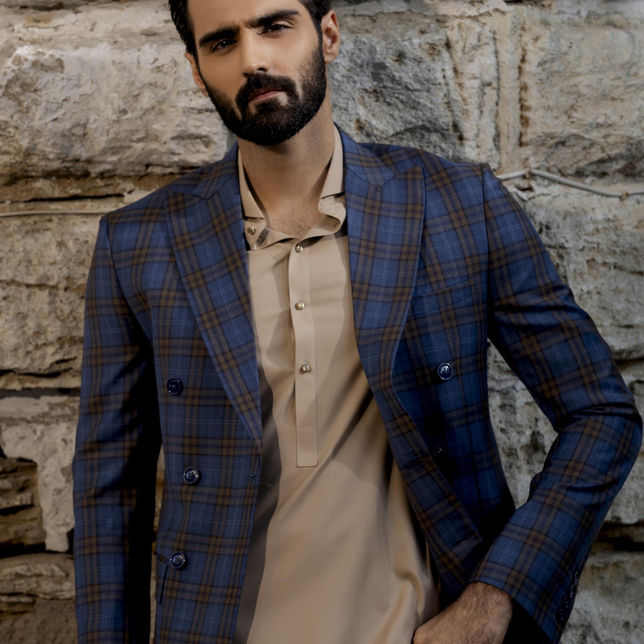 Navy Blue Check Blazer