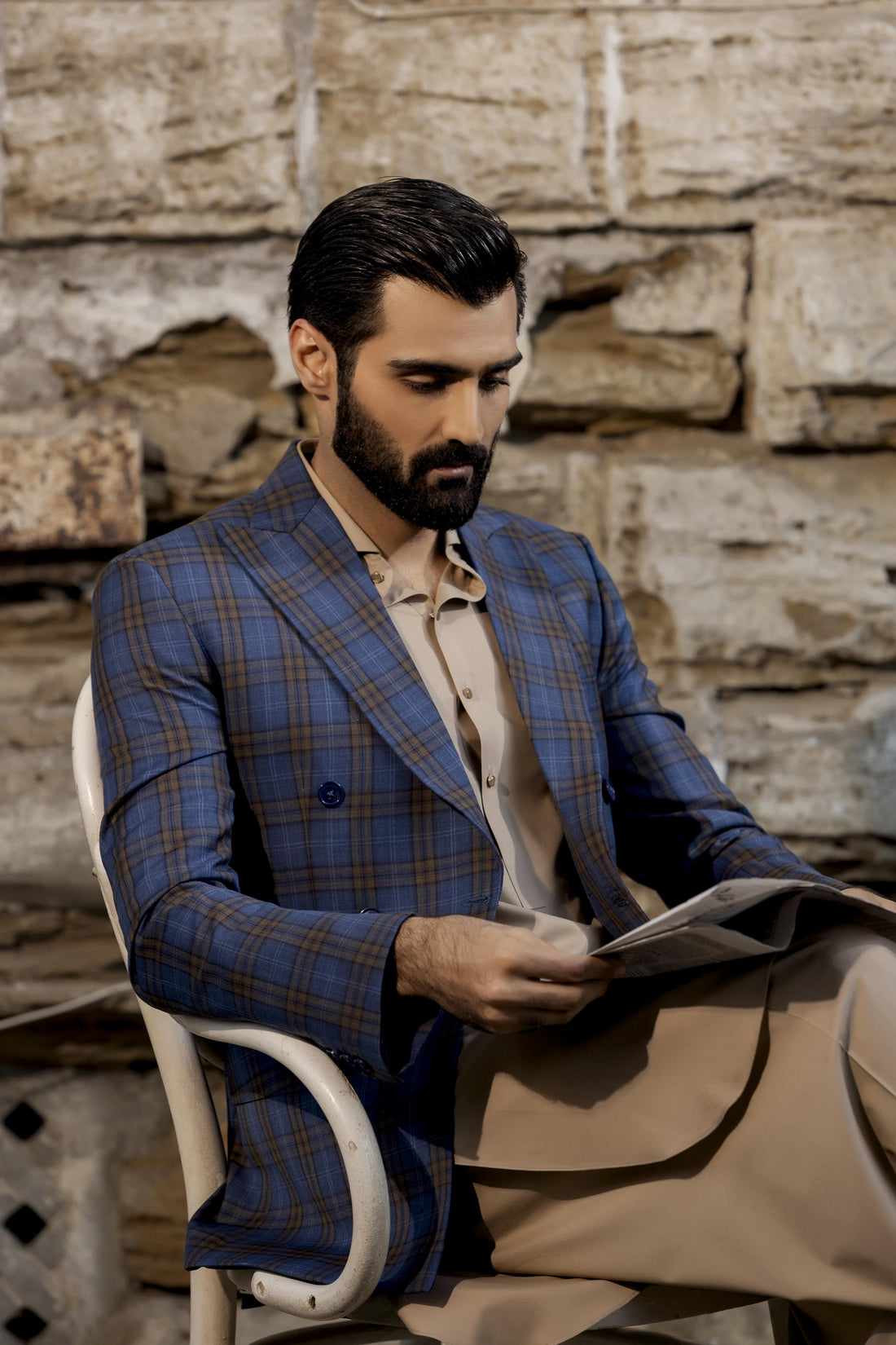 Navy Blue Check Blazer