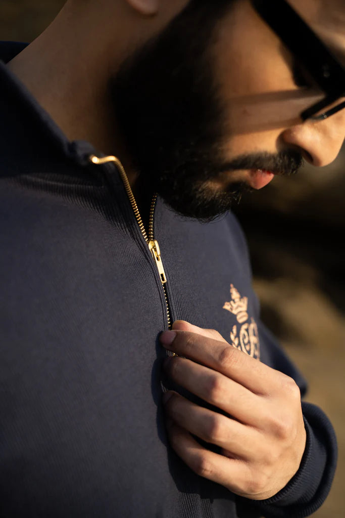 BLUE H MOTIF QUARTER-ZIP JUMPER