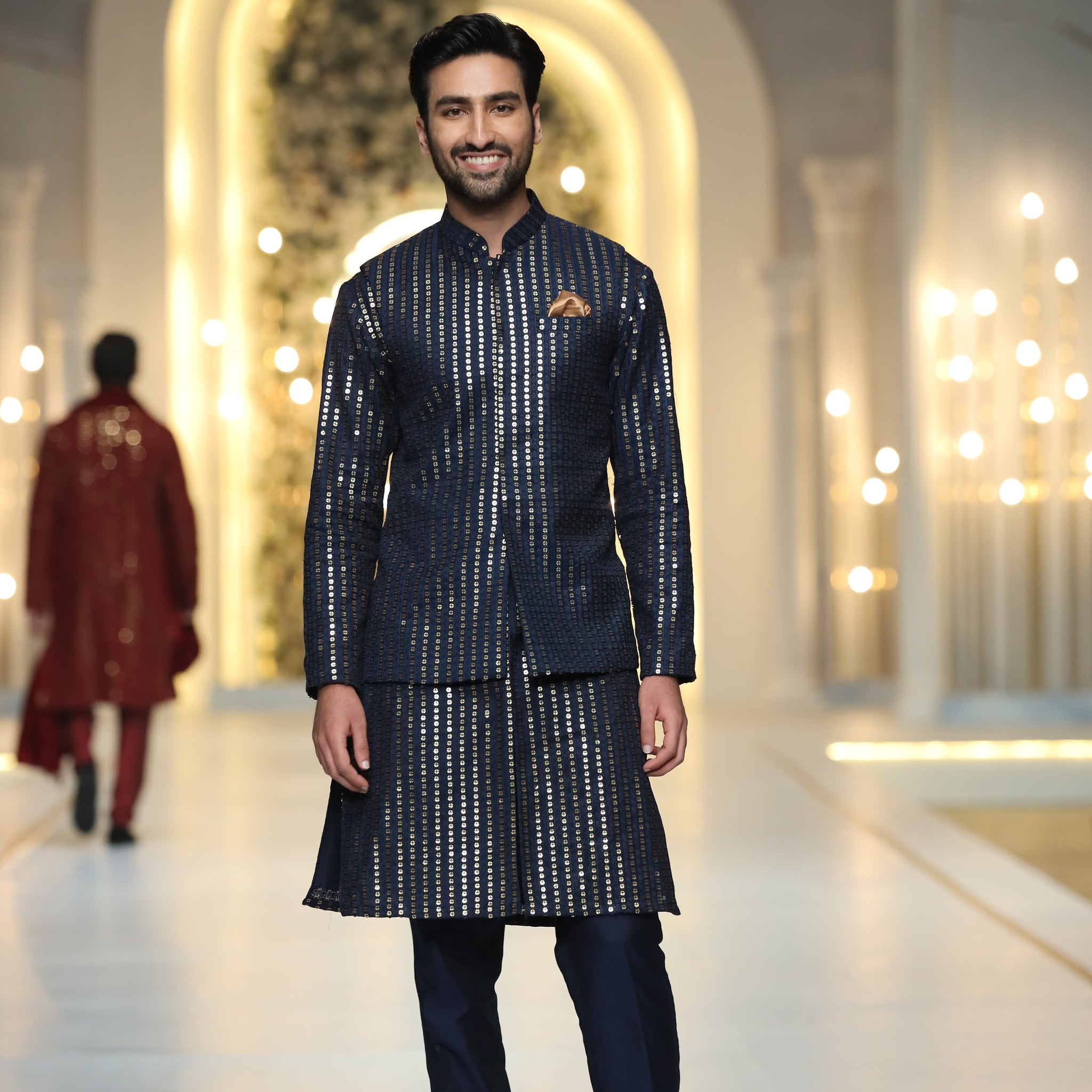 Blue Sequence Waist Coat