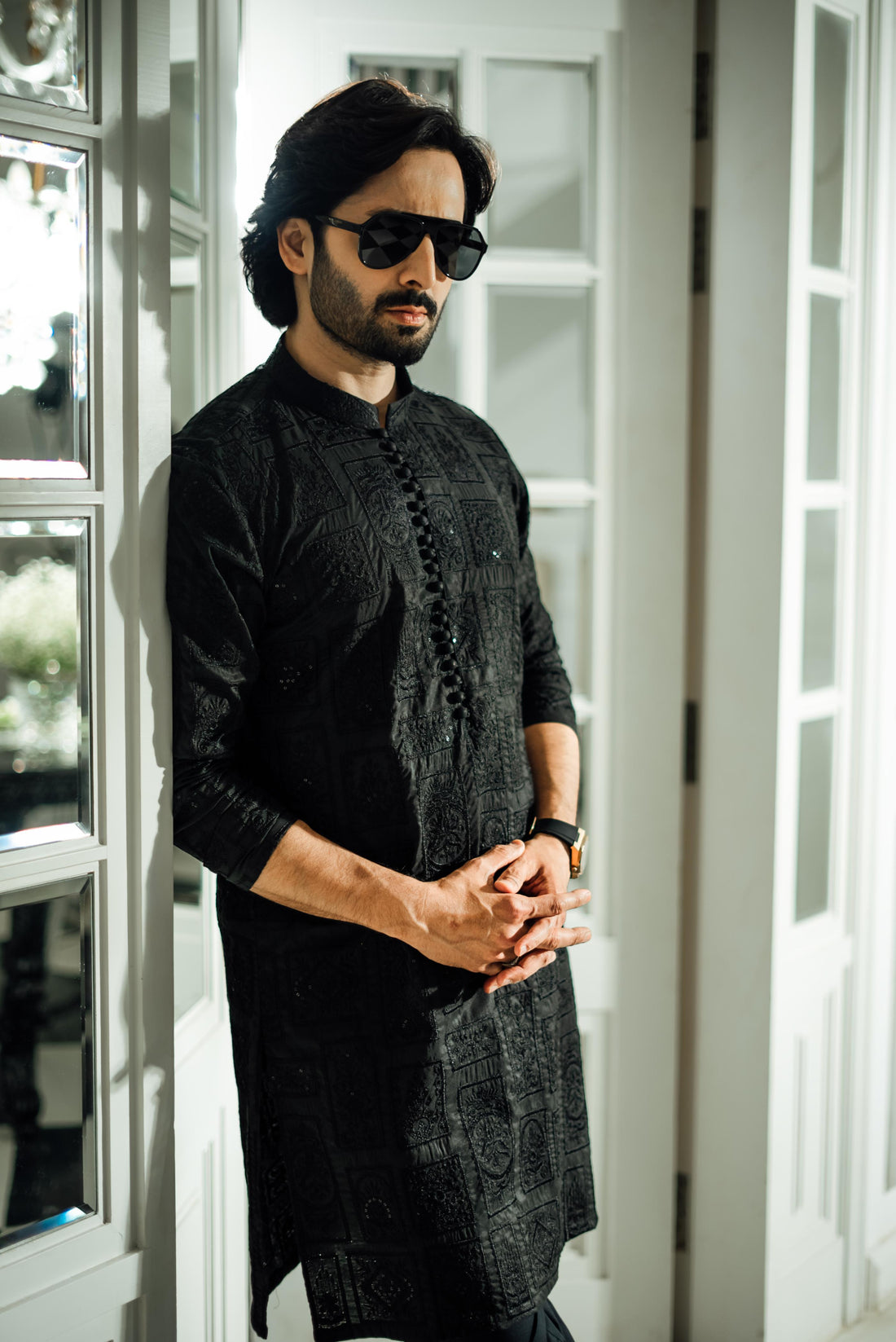 "SHAH" BLACK KURTA PAJAMA