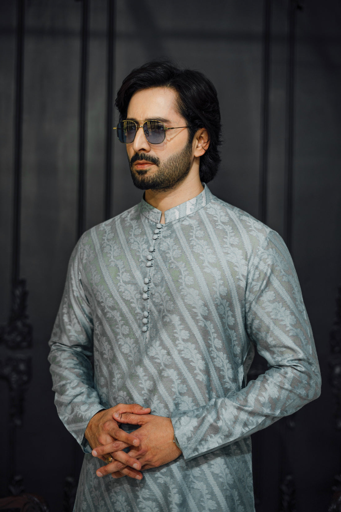 "QAMASH" GREY KURTA PAJAMA