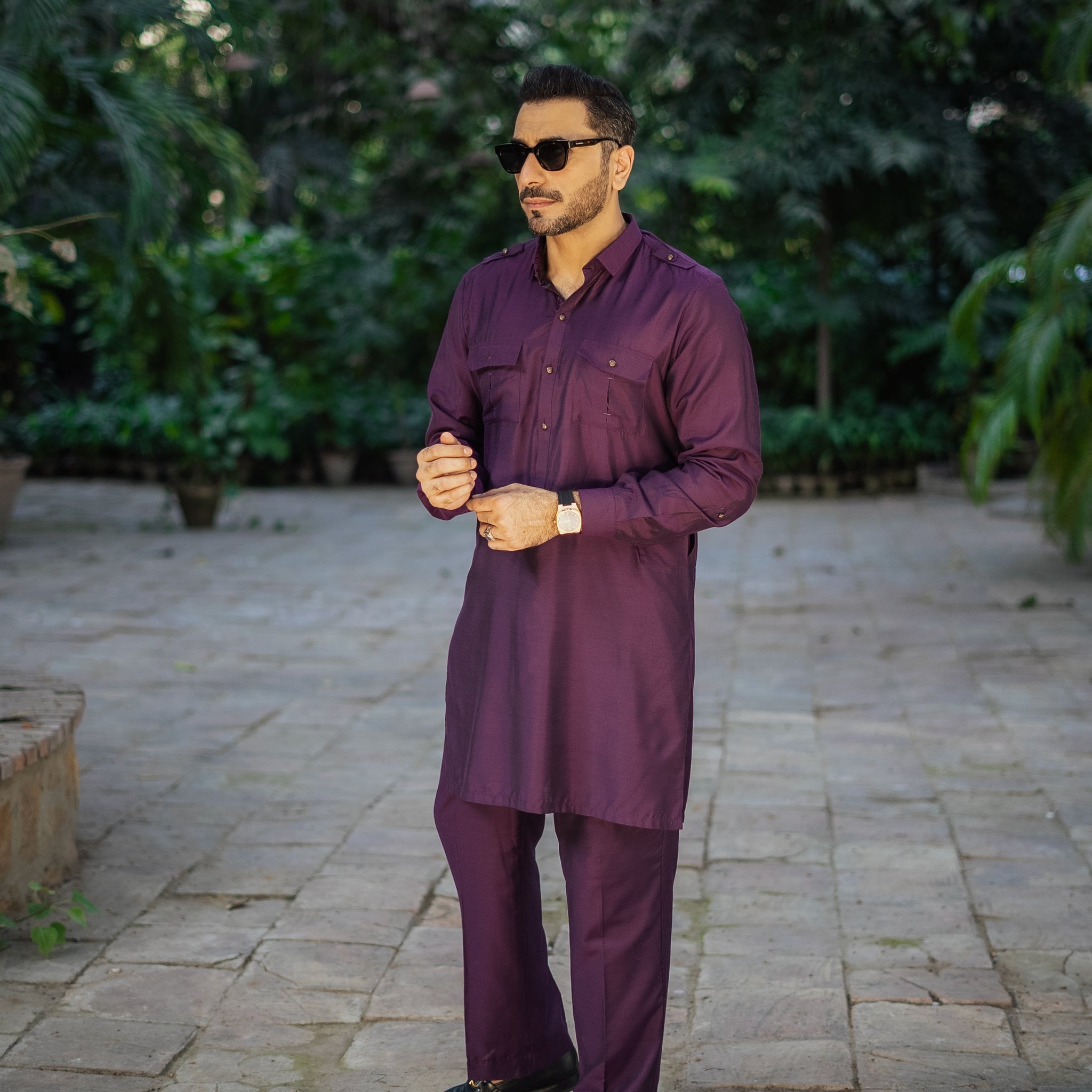 PURPLE COTTON SILK KURTA PAJAMA