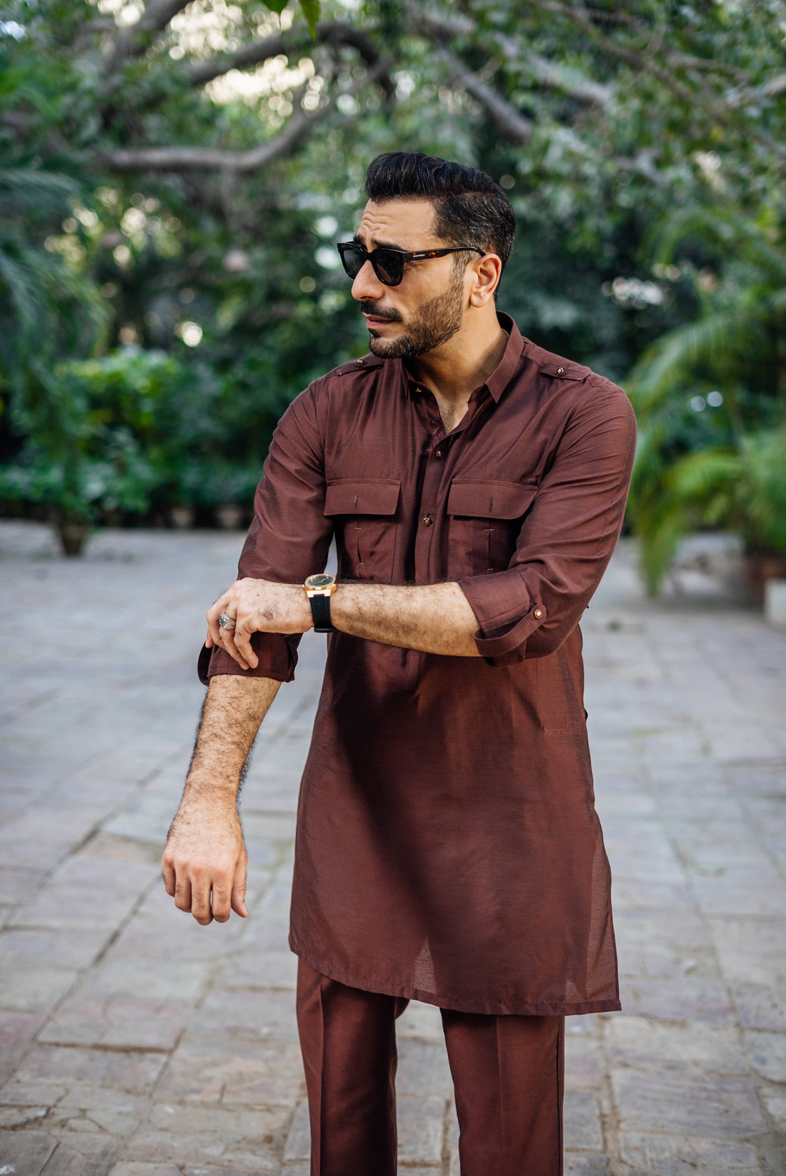 BROWN COTTON SILK KURTA PAJAMA