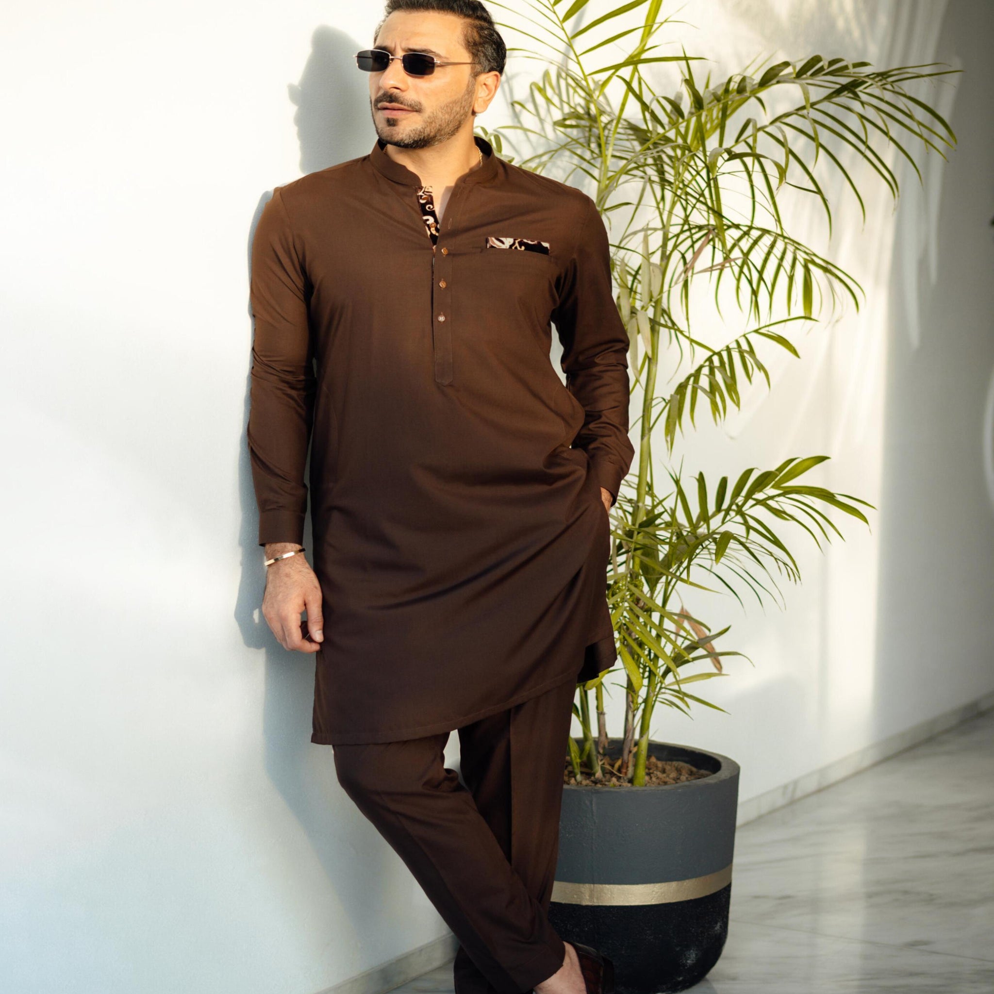 Brown Wash n Wear Kurta Pajama