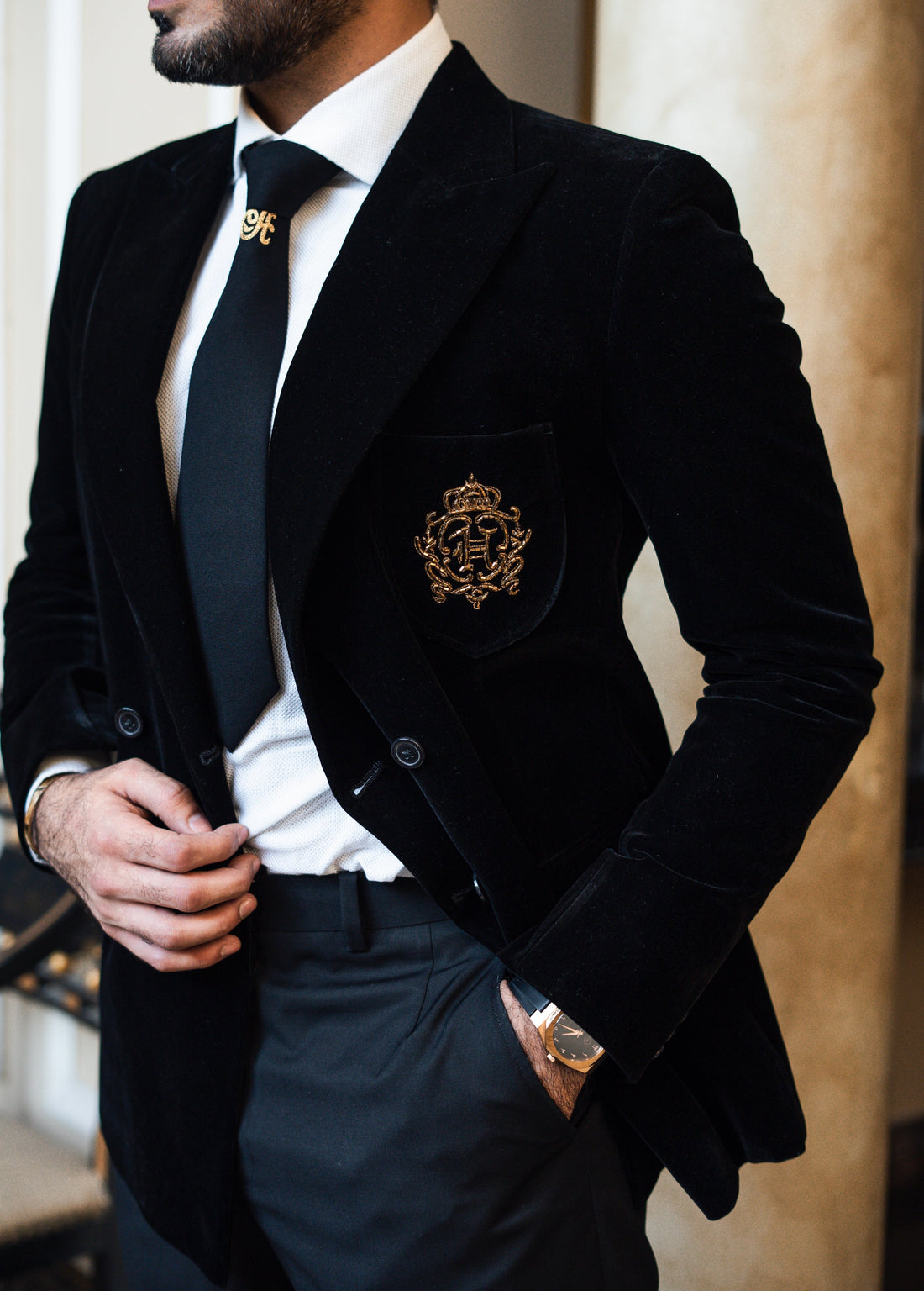 Black Italian Velvet Blazer