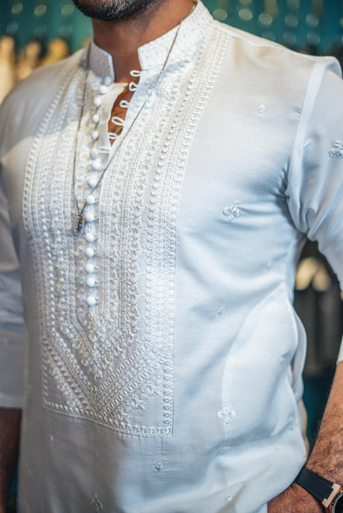 KALAMKAAR WHITE KURTA PAJAMA
