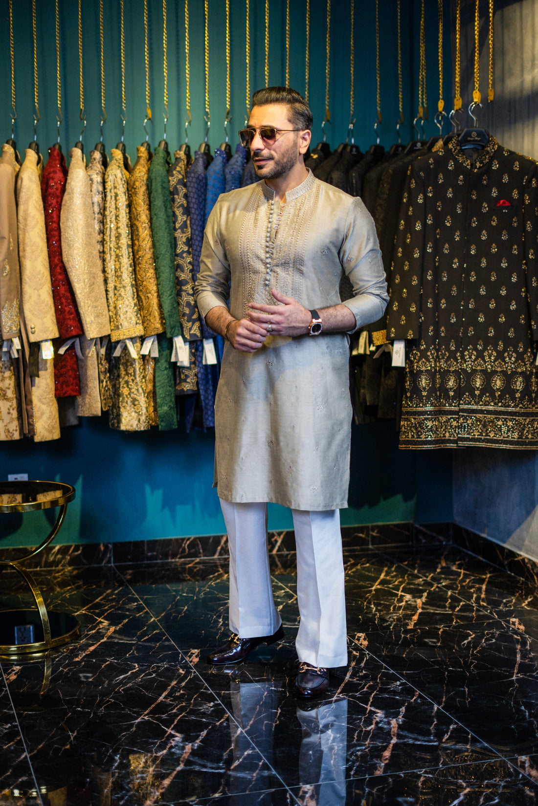 KALAMKAR CHAMPAGNE KURTA PAJAMA