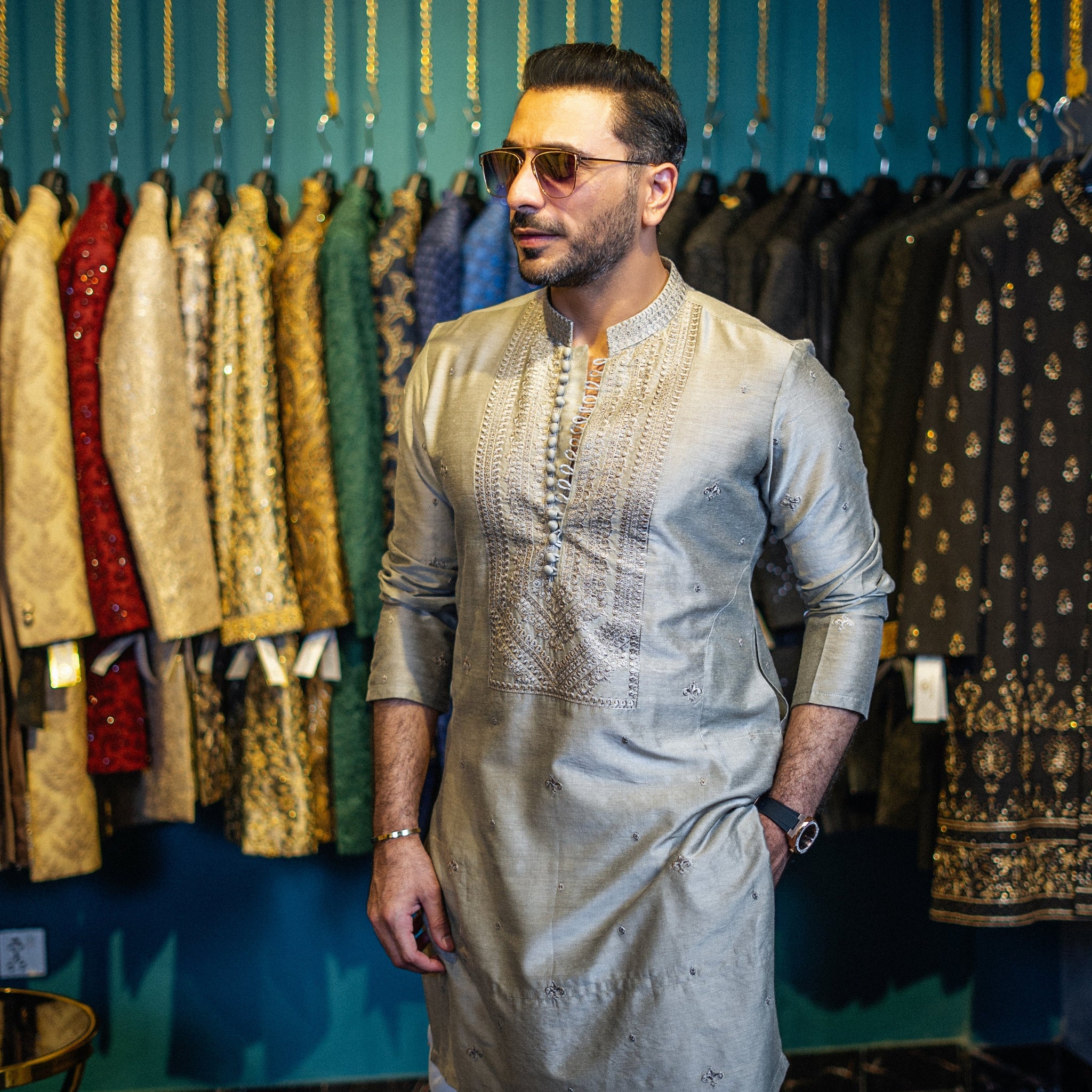 KALAMKAR CHAMPAGNE KURTA PAJAMA