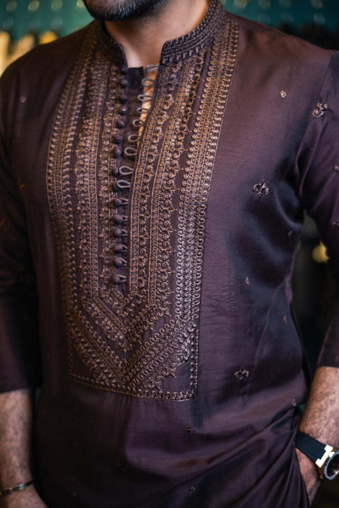 KALAMKAR BROWN KURTA PAJAMA