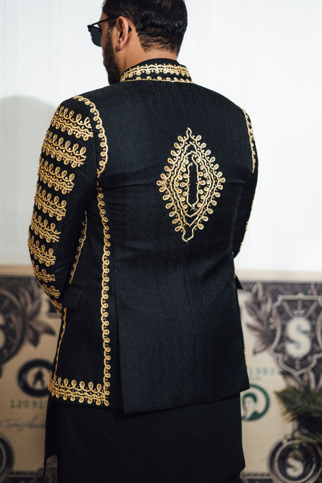 Black Mehndi Prince Coat