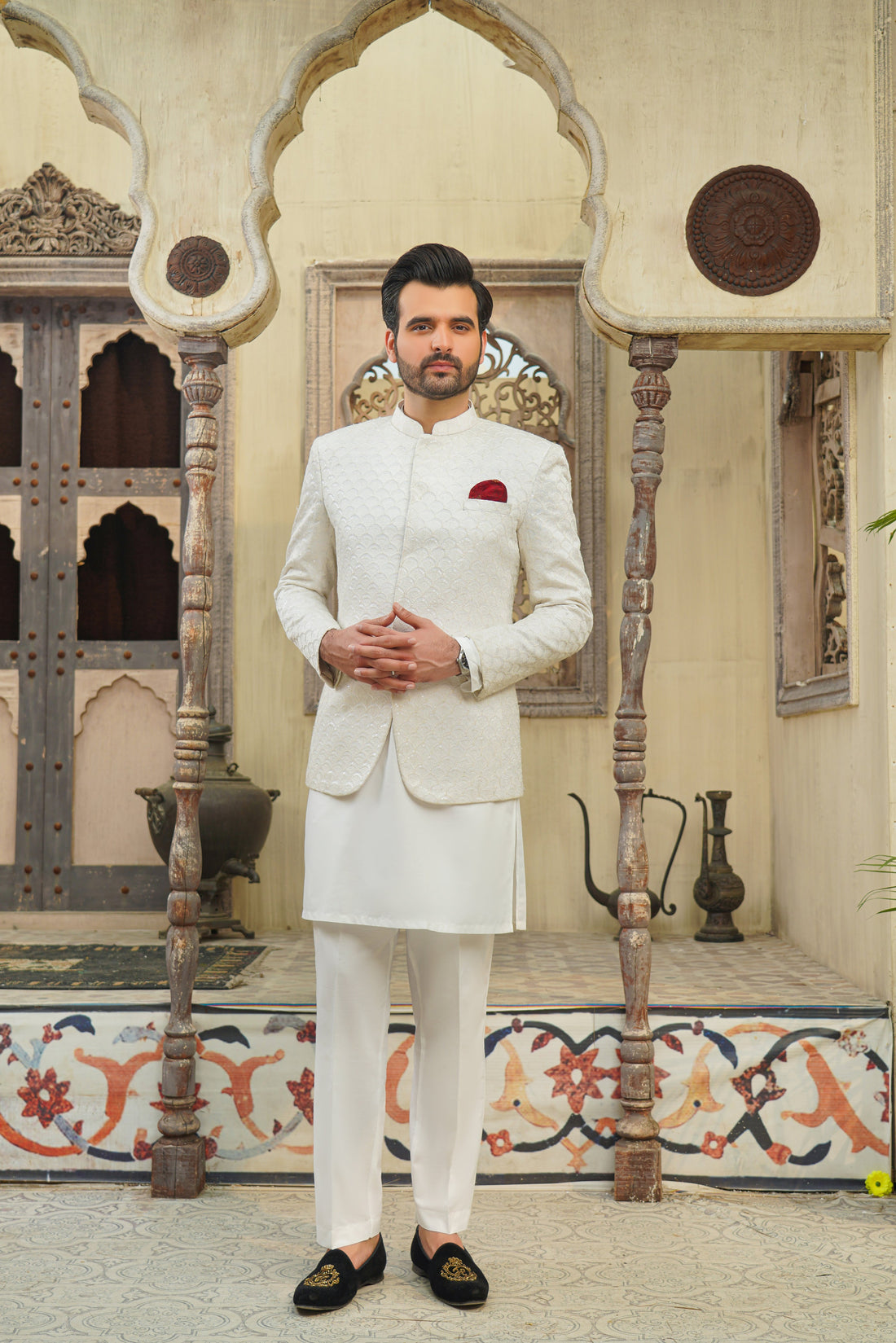 White Diamond Emroidery Prince Coat