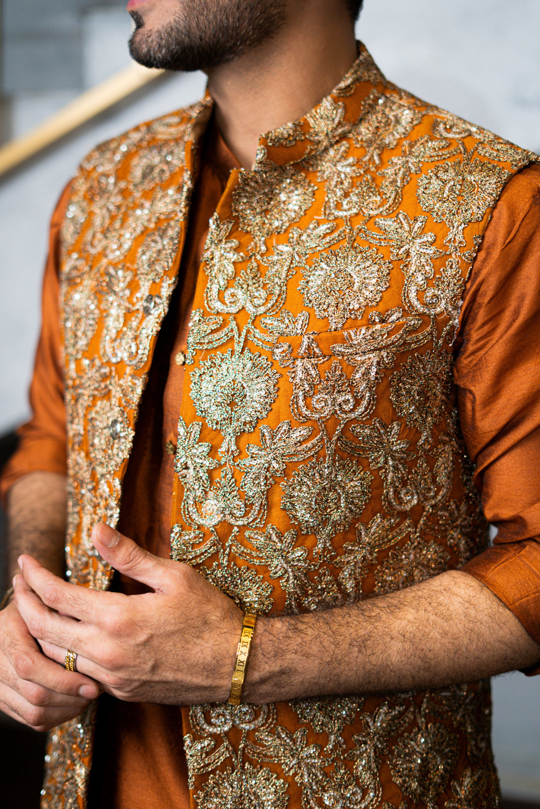 Rust Embossed Waist Coat