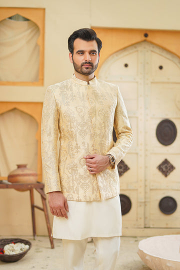 Embellish Self Sequence Prince Coat