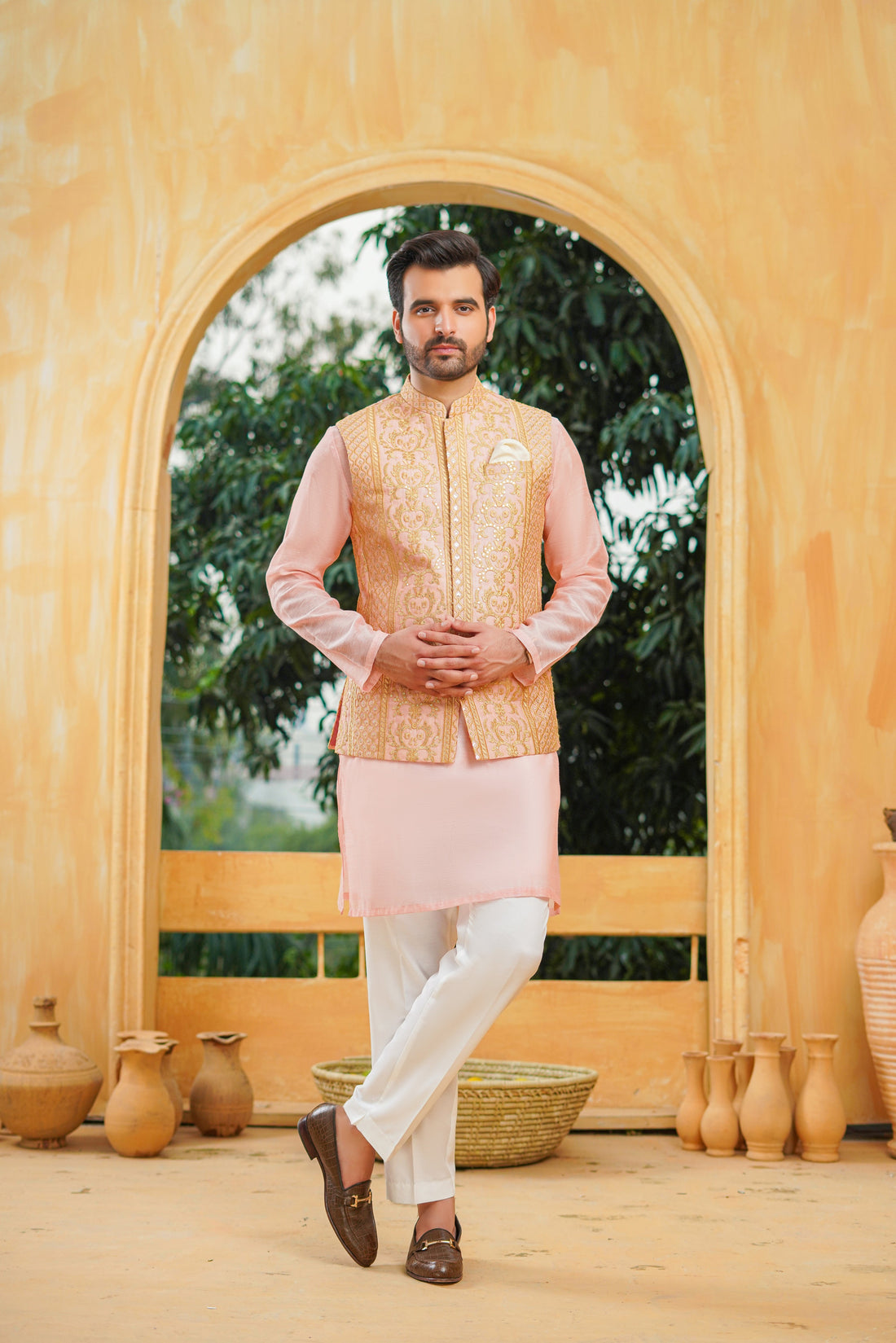 Light Pink Beige Waist Coat