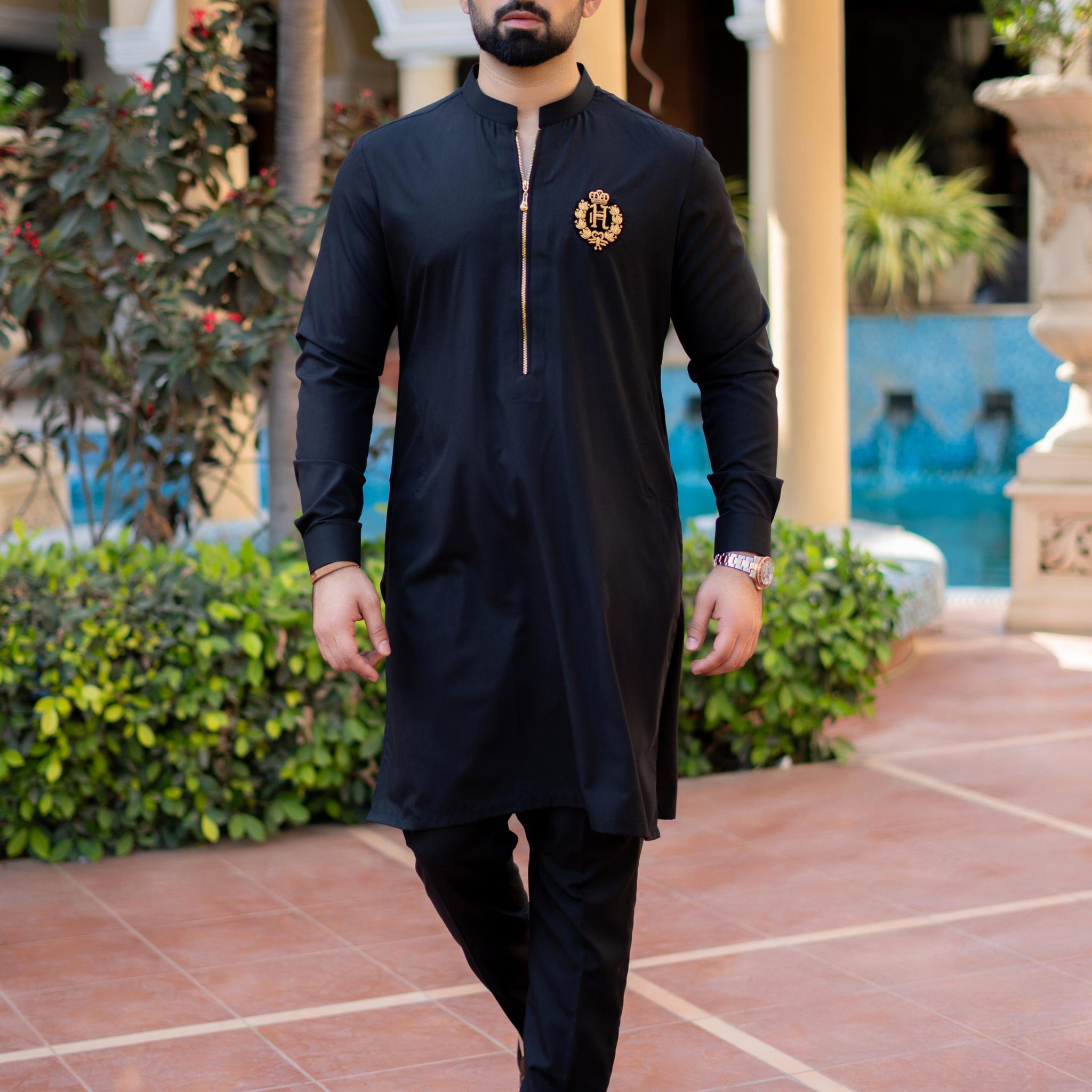BLACK WASH N WEAR KURTA PAJAMA