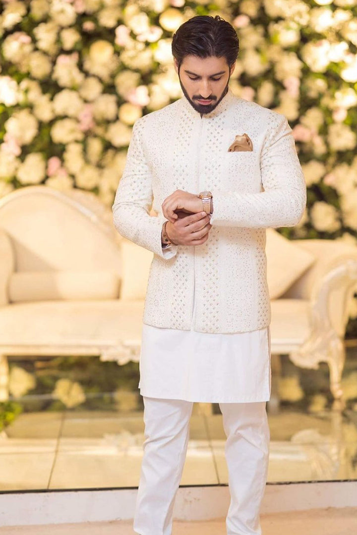 White Sequence Prince Coat