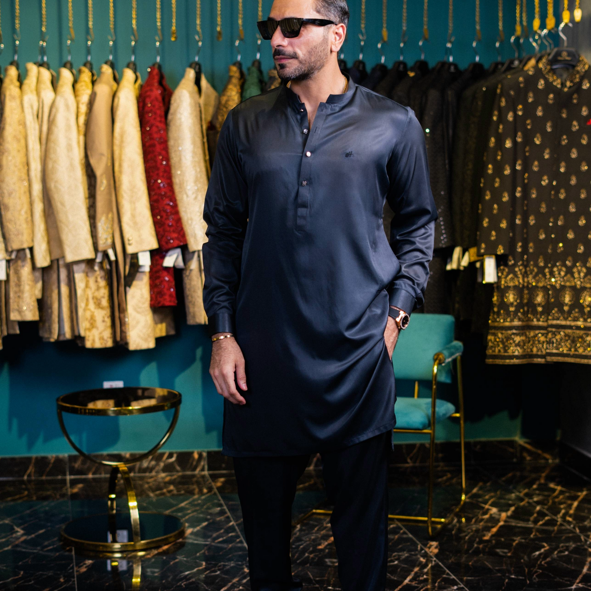GREY BOSKI KURTA PAJAMA
